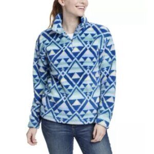 Eddie Bauer Quest Plush 2.0 Sweatshirt Top 1/4 Zip Lake Blue Print Womens Large